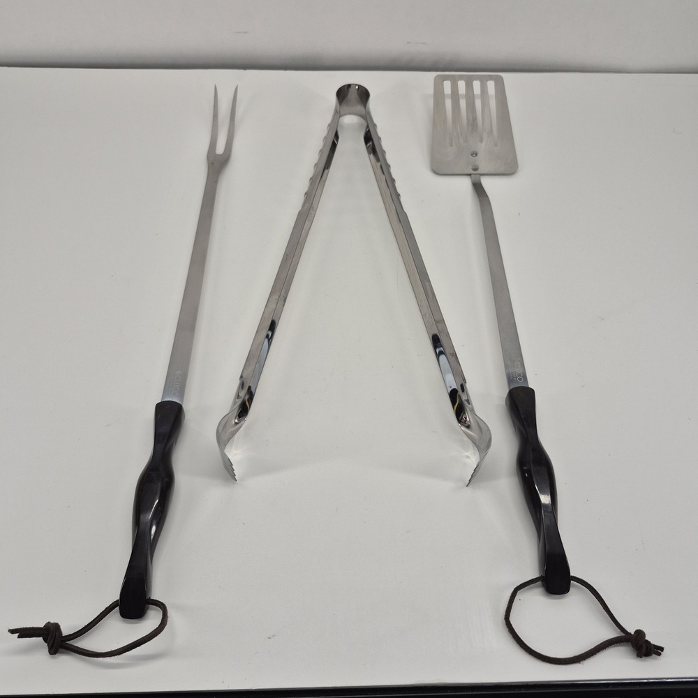 Cutco BBQ 3-Piece Grill Set Tongs, Fork, Spatula with Long Handles